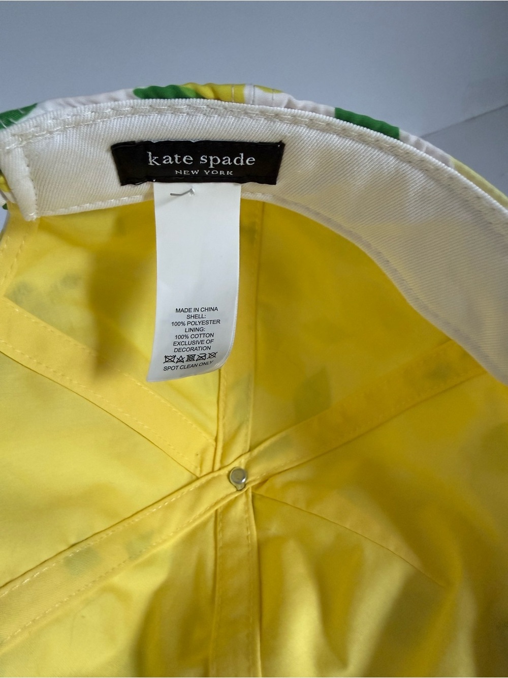 Kate Spade - New York - Lemon Toss - Print Baseball Cap with Black Spade. - Picture 4 of 6